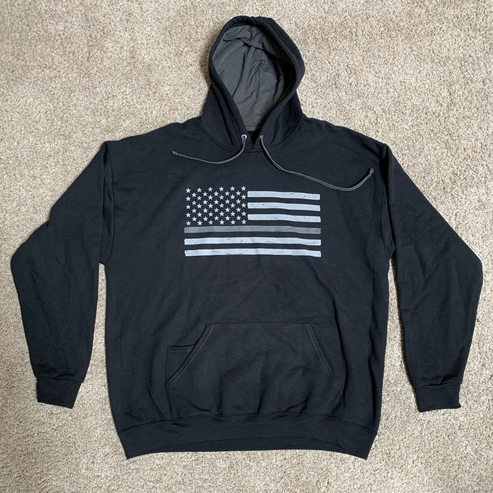 Thin Blue Line Hooded Sweatshirt, Black, XL